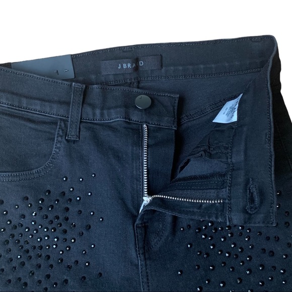 J brand Alana Black Adorned High Rise Cropped Skinny - Picture 7 of 15